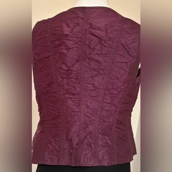 Areli Collection Purple Green NWT Reversible Button Down Blouse Sz 10. 100% Silk - Picture 11 of 15